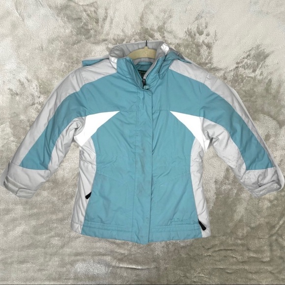 LL Bean Girl's Snow Ski Hide Away Hood Zip Up Jacket Reflective Size 4 - Picture 1 of 10